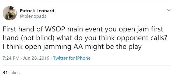 WSOP主赛第一手牌就有人all in