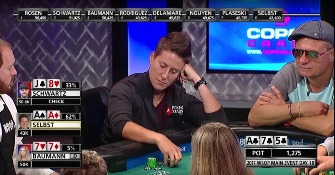 女鲨鱼在WSOP主赛第一个level出局