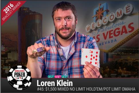 ​WSOP快迅：Loren Klein获得1500美元买入NLH/PLO混合锦标赛冠军