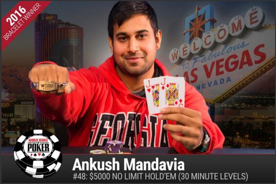 ​WSOP快讯：AnKush Mandavia问鼎5000美元买入无限德州扑克加速锦标赛